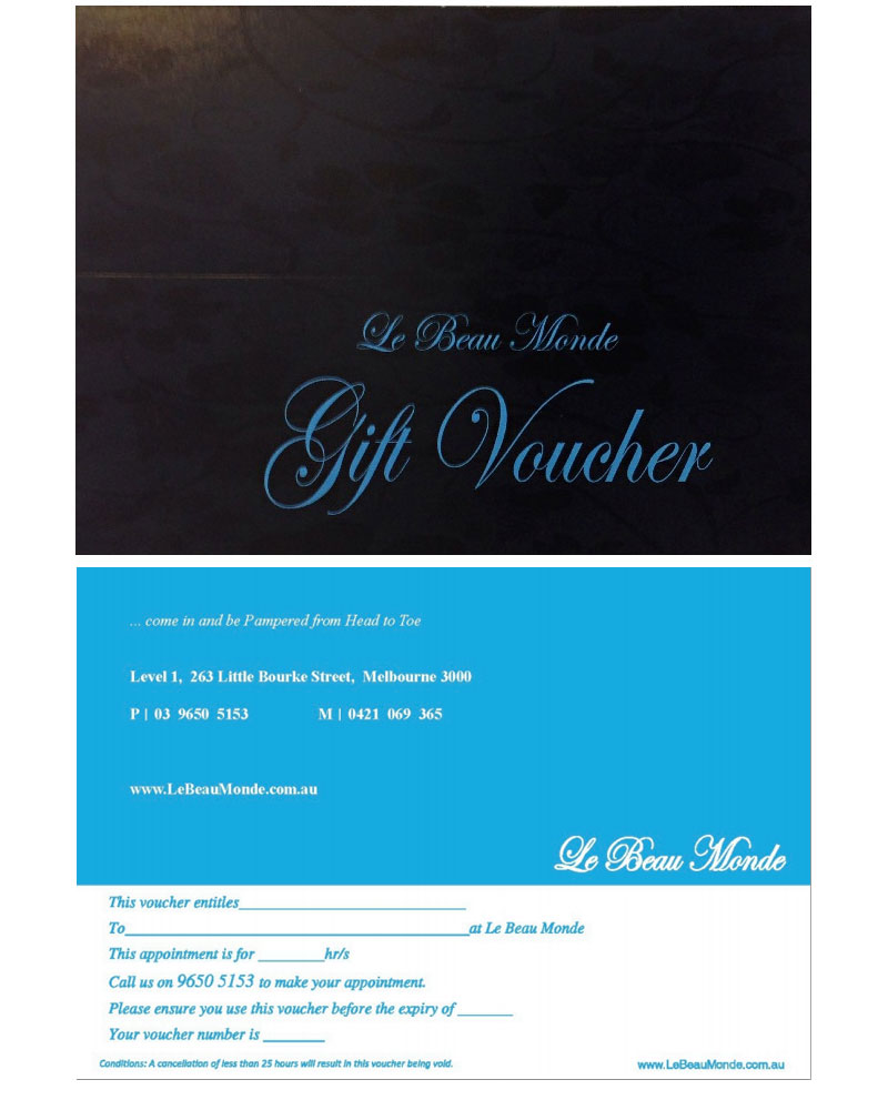 Gift Voucher Welcome to Le Beau Monde Massages In Melbourne